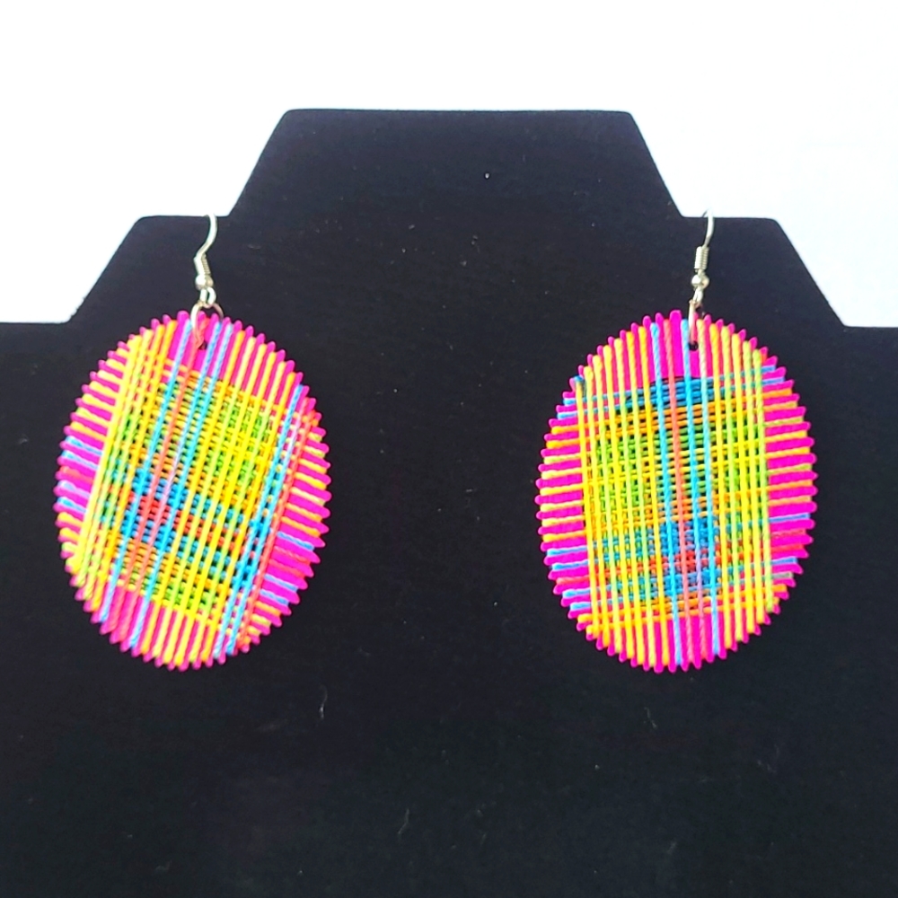 Earrings, Pink earrings, African earrings, Oval-shaped earrings with a free bag